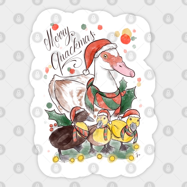 Merry quackmas Sticker by Jurassic Ink